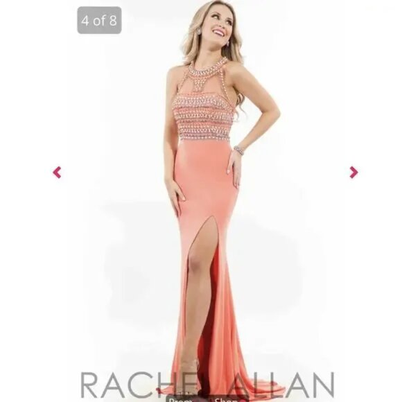 Rachel Allen Princess Beaded Illusion Neckline 4 - Picture 1 of 16